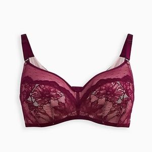 Torrid Full-Coverage Lightly Lined Dot Lace 360° Back Smoothing Bra 44DD NWT